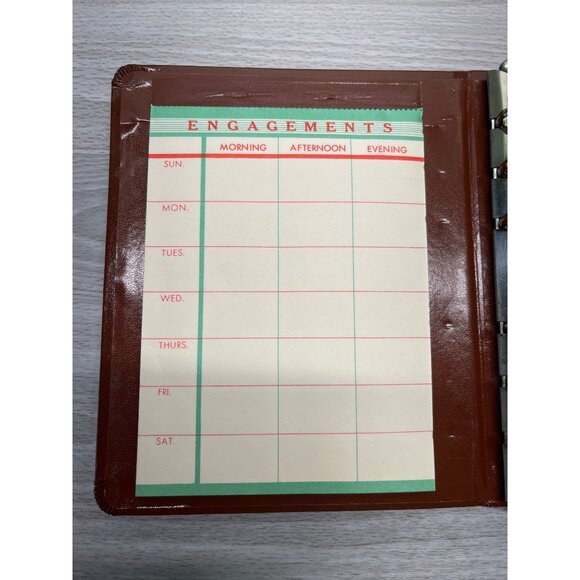 Brown Leather Planner Vintage Address Book Binder Alphabetical Tabs Lion Emblem - Picture 2 of 9